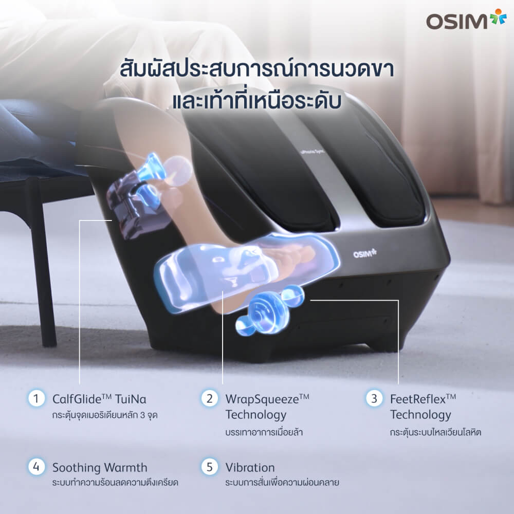 เบาะนวดไฟฟ้า พร้อมเครื่องนวดขาอัจฉริยะ OSIM รุ่น INVISIBLE MASSAGE CHAIR ดำ